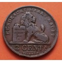 BELGICA 2 CENTIMOS 1911 DER BELGEN LEON EPOCA DEL REY ALBERTO I KM.64 MONEDA DE COBRE MBC- Belgium 2 Centimes