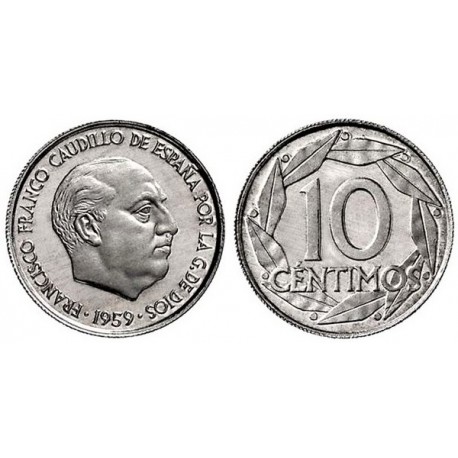 ESPAÑA 10 CENTIMOS 1959 FRANCISCO FRANCO KM.790 MONEDA DE ALUMINIO SC Spain UNC coin