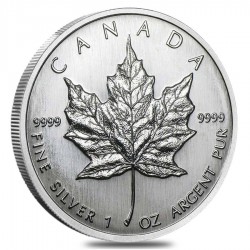 CANADA 5 DOLARES 2009 HOJA DE ARCE MONEDA DE PLATA PURA 9999 $5 DOLLARS SILVER COIN MAPLE LEAF 1 ONZA