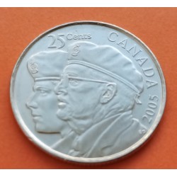 CANADA 25 CENTAVOS 2005 VETERANOS ISABEL II y VETERANOS KM.535 MONEDA DE NIKEL EBC- coin