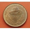 NICARAGUA 5 CORDOBAS 1987 GORRO DE SANDINO LIDER REVOLUCIONARIO KM.60 MONEDA DE LATON SC-