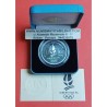 FRANCIA 100 FRANCOS 1989 HOCKEY SOBRE HIELO OLIMPIADA DE ALBERTVILLE 1992 KM.993 MONEDA DE PLATA PROOF ESTUCHE y CERTIFICADO