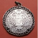 @COLGANTE DE PLATA + MONEDA@ AUSTRIA THALER M. TERESA 1780@ REPLICA OFICIAL MBC-