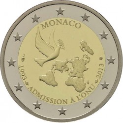 MONACO 2 EUROS 2013 ADHESION A LA ONU 20 ANIVERSARIO @RARA@ SC MONEDA CONMEMORATIVA