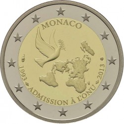 MONACO 2 EUROS 2013 ANIVERSARIO ADHESION A LA ONU SC