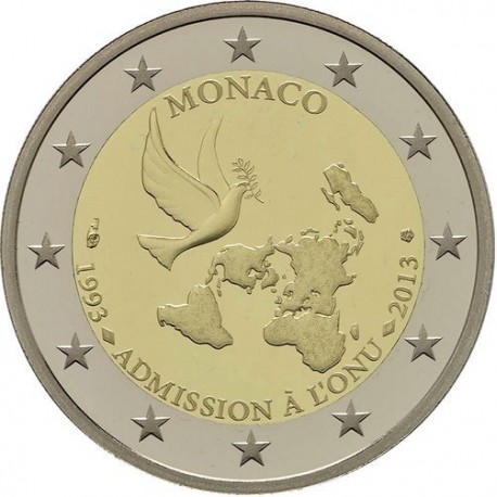 MONACO 2 EUROS 2013 ADHESION A LA ONU 20 ANIVERSARIO @RARA@ SC MONEDA CONMEMORATIVA