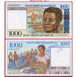 MADAGASCAR 1000 FRANCOS 1994 PESCADORES y NATIVO Pick 76A BILLETE SC Africa UNC BANKNOTE 1000 Ariary