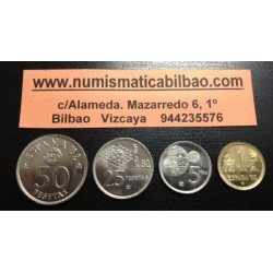 .ESPAÑA SERIE 1980 * 81 SC 1 PESETA + 5 PESETAS + 25 PESETAS + 50 PESETAS JUAN CARLOS I MUNDIAL DE FUTBOL 80