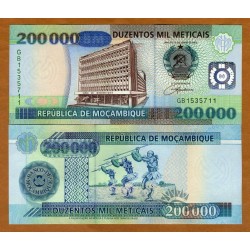 MOZAMBIQUE 200000 METICAIS 2003 GUERREROS DE ANTIGUA DANZA TRIBAL Pick 141 BILLETE SC Mocambique UNC BANKNOTE