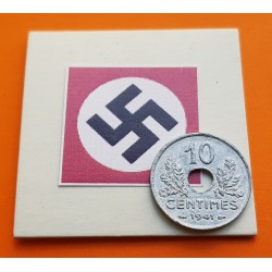 FRANCIA 10 CENTIMOS 1941 VICHY FRENCH STATE KM.898.1 MONEDA DE ZINC OCUPACION NAZI III REICH WWII