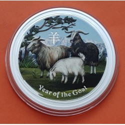 @COLORES@ AUSTRALIA 1 DOLAR 2015 AÑO DE LA CABRA 2ª SERIE LUNAR MONEDA DE PLATA silver 1 ONZA OZ OUNCE YEAR OF THE GOAT