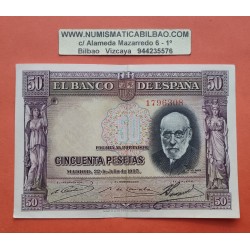 ESPAÑA 50 PESETAS 1935 SANTIAGO RAMON y CAJAL Sin Serie 1796308 Pick 88 BILLETE MBC Spain banknote