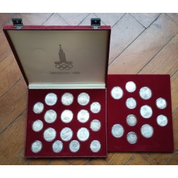 . 1980 USSR RUSSIA Moscow Olympic Silver Ruble 28 Coin Set RUSIA