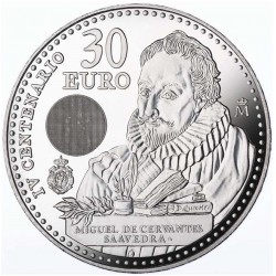 ESPAÑA 30 EUROS 2016 IV CENTENARIO DE DON MIGUEL DE CERVANTES MONEDA DE PLATA SC