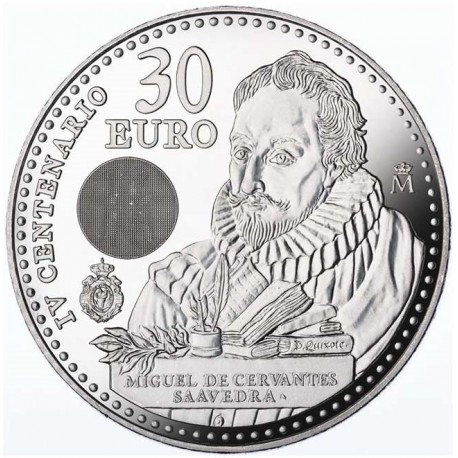 ESPAÑA 30 EUROS 2016 IV CENTENARIO DE DON MIGUEL DE CERVANTES MONEDA DE PLATA SC @SI BOLSA BANCO FNMT@