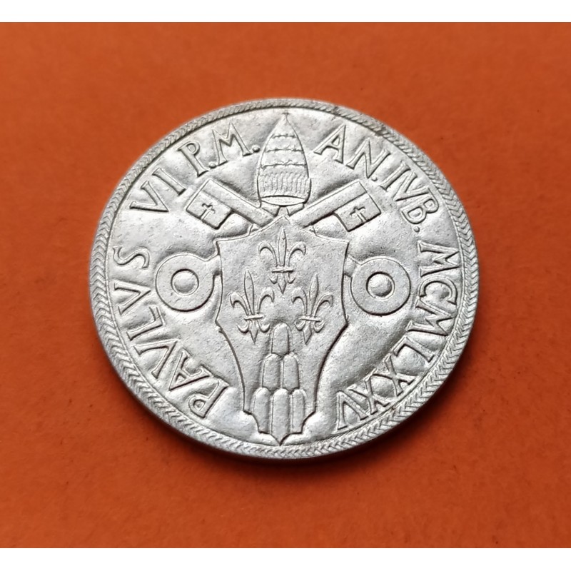 VATICANO 5 LIRAS 1975 JESUS y Mª MAGDALENA AÑO SANTO PABLO VI KM.126 MONEDA DE ALUMINIO SC