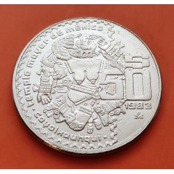 MEXICO 50 PESOS 1983 DIOS AZTECA COYOLXAUHQUI KM.490 MONEDA DE NICKEL SC- Mejico Mexiko coin