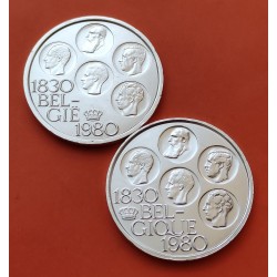 2 monedas x BELGICA 500 FRANCOS 1980 ANTIGUOS REYES Leyenda BELGIE + BELGIQUE KM.161 PLATA EBC/SC Belgium 500 Francs