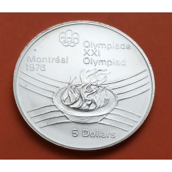 . CANADA 5 DOLARES 1973 OLIMPIADA MONTREAL MAPA PLATA SC