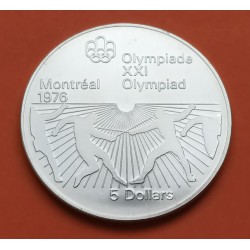 . CANADA 5 DOLARES 1973 OLIMPIADA MONTREAL MAPA PLATA SC