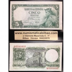 5 PESETAS 1954 JULIO 22 REY ALFONSO X EBC @ERROR DESCENTRADO@