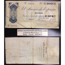 BILBAO 100 PESETAS 1936 BANCO DE VIZCAYA 338706 EUZKADI