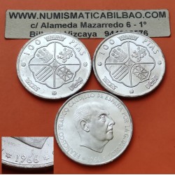 .ESPAÑA 100 PESETAS 1966 * 19 67 FRANCO SIN CIRCULAR PLATA