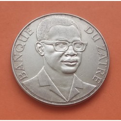 ZAIRE 10 MAKUTA 1973 DICTADOR MOBUTU SESE SEKO, LEON y LANZAS KM.7 MONEDA DE NICKEL EBC Africa