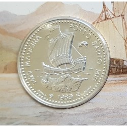 PORTUGAL 100 ESCUDOS 1989 MADEIRA PORTO SANTO 1419 1420 NAO PORTUGUESA KM.647 MONEDA DE PLATA SC