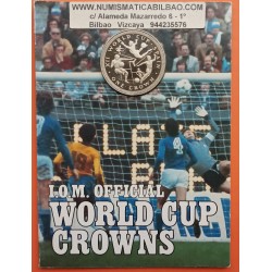 ISLA DE MAN 1 CORONA 1982 MUNDIAL DE FUTBOL ESPAÑA 82 TRIO GOAL BLISTER KM.93A MONEDA DE NIQUEL SIN CIRCULAR Crown Isle