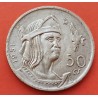 MEXICO 50 CENTAVOS 1951 INDIO CUAUHTEMOC KM.449 MONEDA DE PLATA MBC+ Mejico silver coin