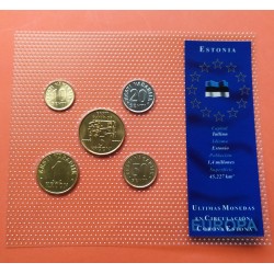 5 monedas x ESTONIA 10+20+50 SENTI y 1+5 KROONI 1993 / 2000 LEONES y ESCUDO NICKEL y LATON SC Eesti