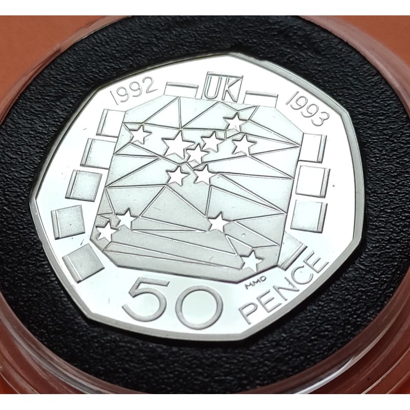 UNITED KINGDOM 50 PENCE 1992 CEE SILVER PROOF COIN Royal Mint Dual