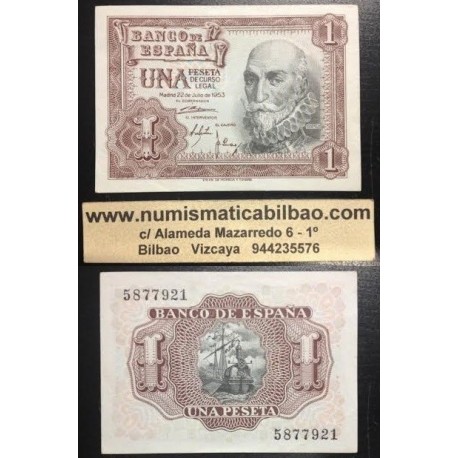 @OFERTA@ ESPAÑA 1 PESETA 1953 MARQUES DE SANTA CRUZ Sin Serie 921 Pick 144 BILLETE CASI SIN CIRCULAR