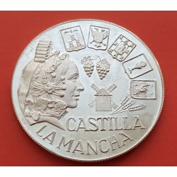 1 Onza x CASTILLA LA MANCHA MEDALLA DE PLATA PURA 1990 aprox. DAMA y ESCUDOS REGIONALES 45 mm SC Leves Imperfecciones