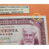 ESPAÑA 50 PESETAS 1951 SANTIAGO RUSIÑOL Sin Serie 5121124 Pick 141 BILLETE MBC+ ROTURA 2mm. Spain banknote