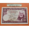 ESPAÑA 50 PESETAS 1951 SANTIAGO RUSIÑOL Sin Serie 5121124 Pick 141 BILLETE MBC+ ROTURA 2mm. Spain banknote