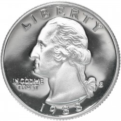 ESTADOS UNIDOS 1/4 DOLAR 1988 S WASHINGTON PROOF NICKEL QUARTER
