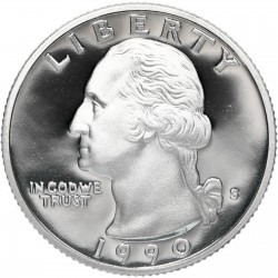 ESTADOS UNIDOS 1/4 DOLAR 1990 S WASHINGTON PROOF NICKEL QUARTER