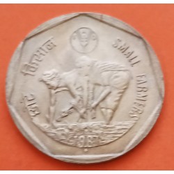 INDIA 1 RUPIA 1987 CAMPESINOS y VALOR FAO KM 87 MONEDA DE NICKEL EBC- India 1 Rupee