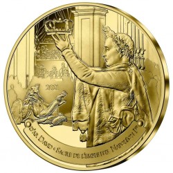 . 1 moneda x FRANCIA 1/4 EURO 2021 CORONACION NAPOLEON BONAPARTE Tesoros del Louvre LATON SC France 0,25€ coin