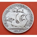 PORTUGAL 5 ESCUDOS 1942 CARABELA KM.581 MONEDA DE PLATA MBC República Portuguesa silver coin WWII