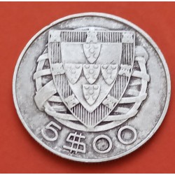 PORTUGAL 5 ESCUDOS 1942 CARABELA KM.581 MONEDA DE PLATA SC República Portuguesa silver coin WWII