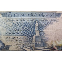 CEYLON 50 RUPIAS 1970 LIDER POLITICO BANDARANAYAKA Pick 77 BILLETE CIRCULADO @RARO - PVP NUEVO 500€@ Central Bank of Sri Lanka