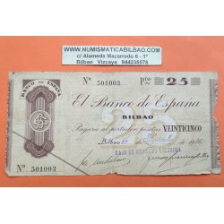 BILBAO 25 PESETAS 1936 BANCO DE VIZCAYA 323708 EUZKADI