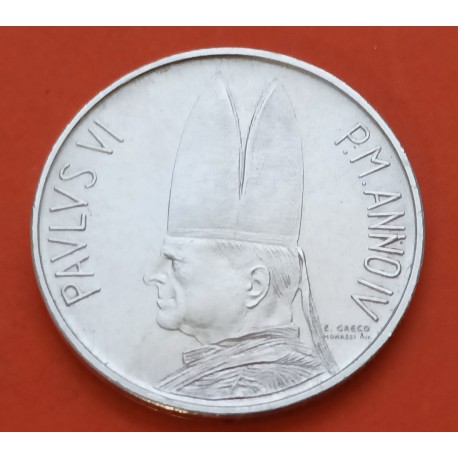 VATICANO 500 LIRAS 1966 Año IV SAN CRISTOBAL y SU OVEJA Papa PABLO VI KM.91 MONEDA DE PLATA EBC Vatican 500 Lire Paulus VI