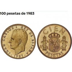 . ESPAÑA 100 PESETAS 1983 JUAN CARLOS I LIS ABAJO y ARRIBA @LUJO