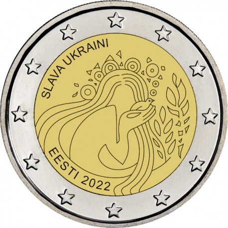 . 1 acoin ESTONIA 2 EUROS 2022 UCRANIA y LA LIBERTAD 2ª MONEDA CONMEMORATIVA Eesti coin