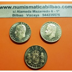 ESPAÑA 100 PESETAS 1982 M JUAN CARLOS I LIS ARRIBA HACIA EL REY KM.826 MONEDA DE LATON SC SIN CIRCULAR