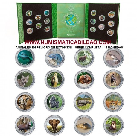 . 1 ALBUM GRATIS + 16 Monedas ESPAÑA 1,50 EUROS 2022 ANIMALES EN PELIGRO DE EXTINCIÓN NICKEL SC 4 Series
